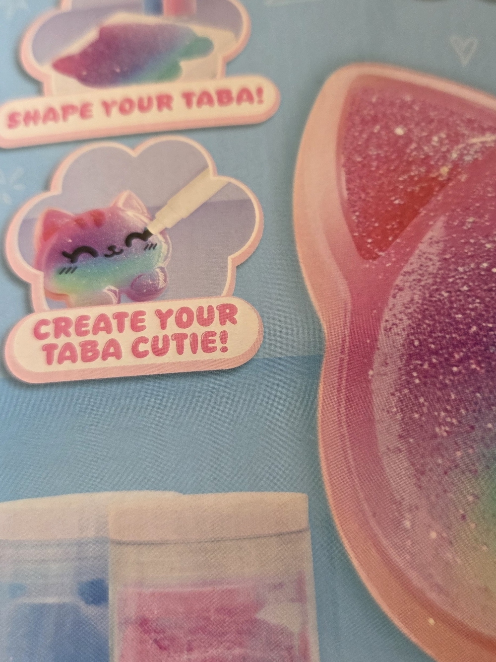 Make Your Own Taba Smoosh Kit Pastel Glitter Cat Design NIB - Picture 7 of 10